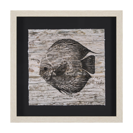 Wood Grain Fish II by Mercana Studio a Hand Embellished Textured Framed Art Print Matted under Glass by Mercana at Eve Furniture