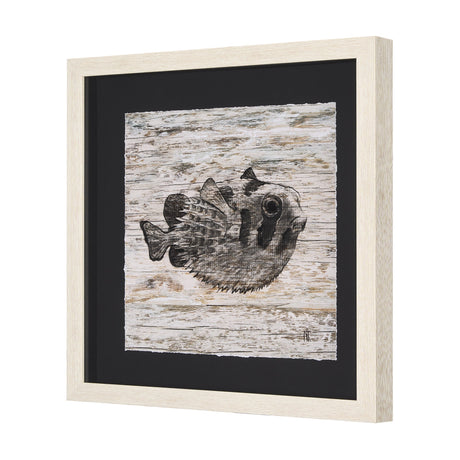 Wood Grain Fish III by Mercana Studio Hand Embellished Textured Framed Art Print Matted under Glass by Mercana at Eve Furniture