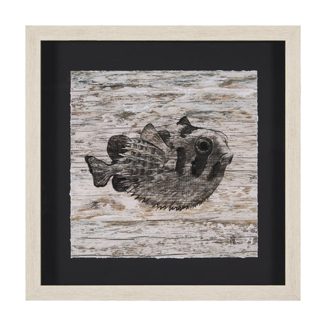 Wood Grain Fish III by Mercana Studio Hand Embellished Textured Framed Art Print Matted under Glass by Mercana at Eve Furniture
