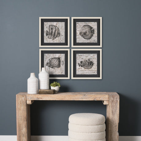 Wood Grain Fish IV by Mercana Studio a Hand Embellished Textured Framed Art Print Matted under Glass by Mercana at Eve Furniture