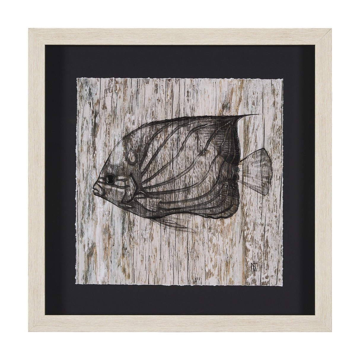 Wood Grain Fish IV by Mercana Studio a Hand Embellished Textured Framed Art Print Matted under Glass by Mercana at Eve Furniture