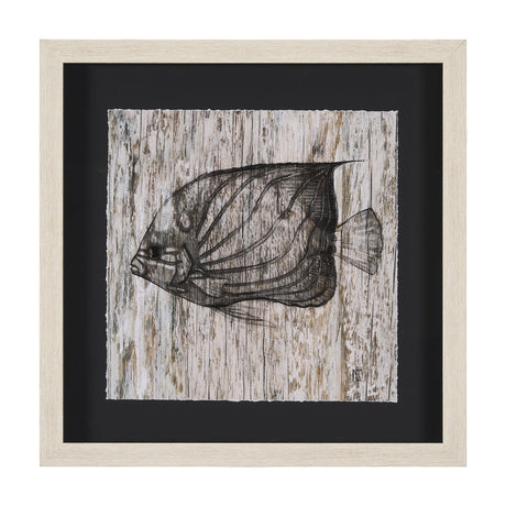 Wood Grain Fish IV by Mercana Studio a Hand Embellished Textured Framed Art Print Matted under Glass by Mercana at Eve Furniture