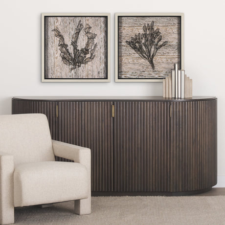 Wood Grain Sea Plant II by Mercana Studio a Hand Embellished Textured Framed Art Print by Mercana at Eve Furniture