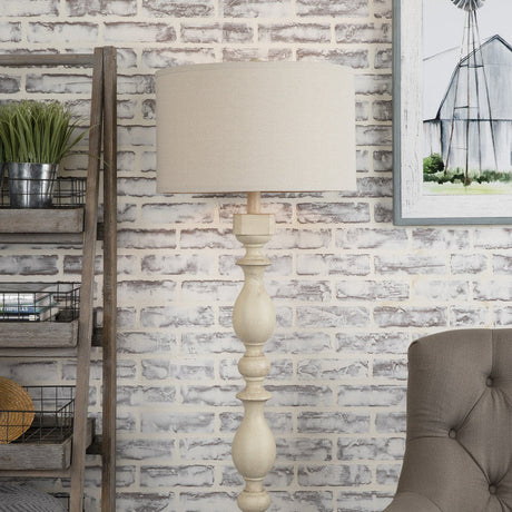 Wood Post White Floor Lamp by Crestview at Eve Furniture