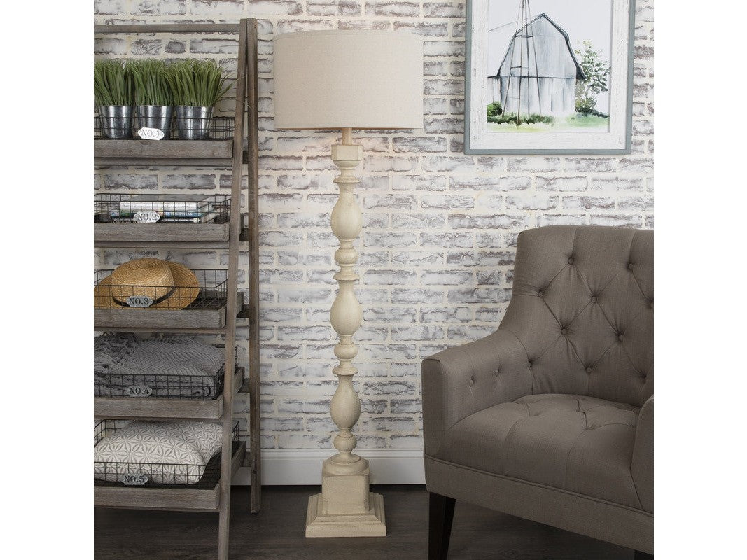 Wood Post White Floor Lamp by Crestview at Eve Furniture