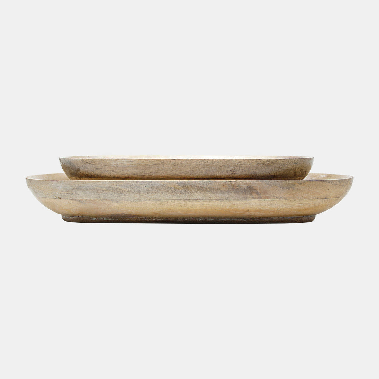 Wood, S/2 18/23"l Oval Trays, Antique White