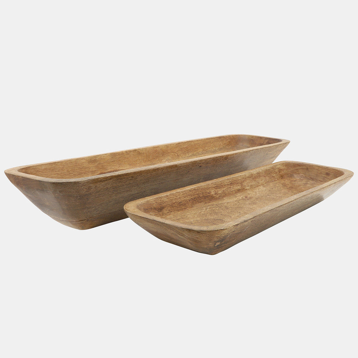 Wood, S/2 23/30 Rectangular Bowls, Brown