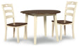 Woodanville Cream/Brown Dining Table and 2 Chairs by Ashley at Eve Furniture