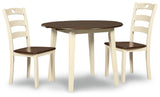 Woodanville Cream/Brown Dining Table and 2 Chairs by Ashley at Eve Furniture
