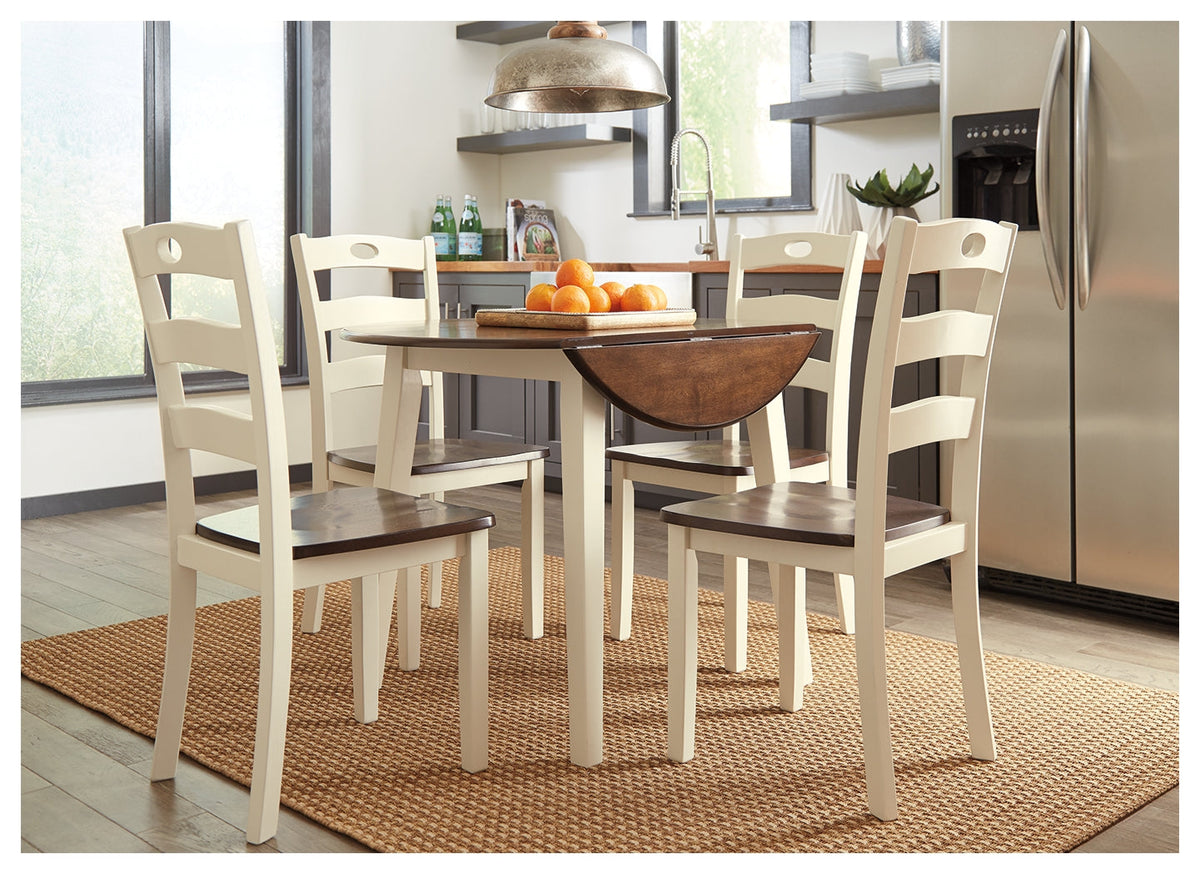 Woodanville Cream/Brown Dining Table with 4 Chairs by Ashley at Eve Furniture