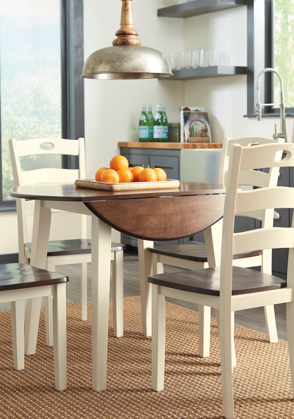 Woodanville Cream/Brown Dining Table with 4 Chairs by Ashley at Eve Furniture