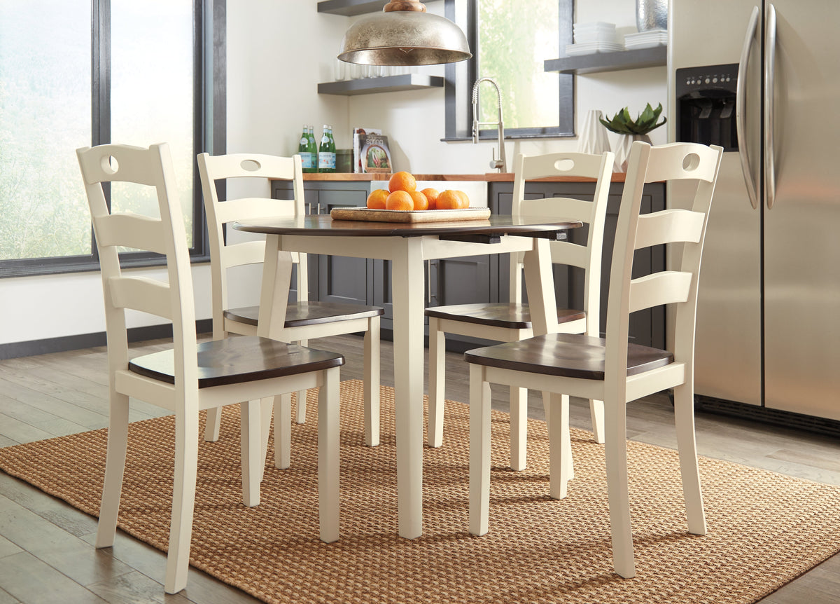 Woodanville Cream/Brown Dining Table with 4 Chairs by Ashley at Eve Furniture