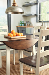 Woodanville Cream/Brown Dining Table with 4 Chairs by Ashley at Eve Furniture