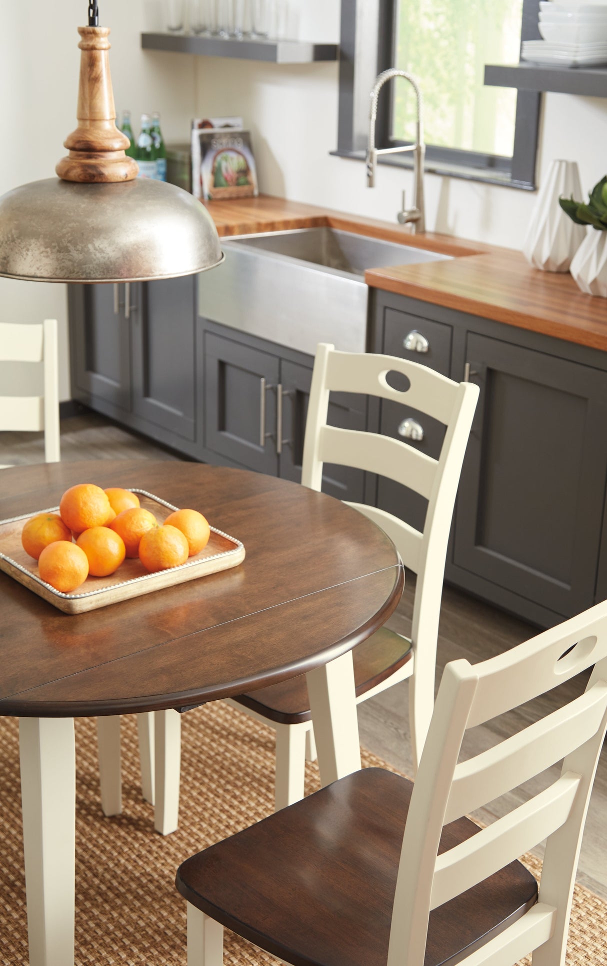 Woodanville Cream/Brown Dining Table with 4 Chairs by Ashley at Eve Furniture