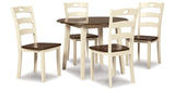 Woodanville Cream/Brown Dining Table with 4 Chairs by Ashley at Eve Furniture