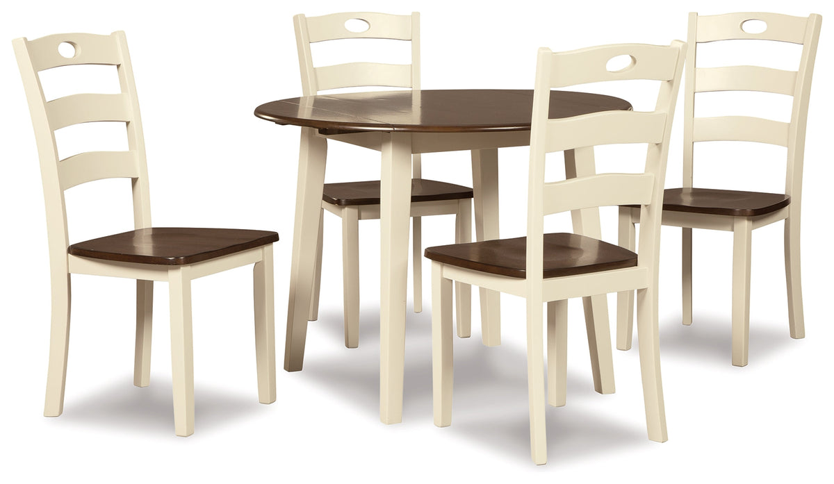 Woodanville Cream/Brown Dining Table with 4 Chairs by Ashley at Eve Furniture
