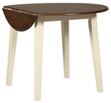Woodanville White and Brown Round 3-Piece Drop Leaf Dining Room Set by Ashley at Eve Furniture