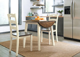 Woodanville White and Brown Round 3-Piece Drop Leaf Dining Room Set by Ashley at Eve Furniture
