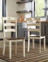Woodanville White and Brown Round 5-Piece Drop Leaf Dining Room Set by Ashley at Eve Furniture