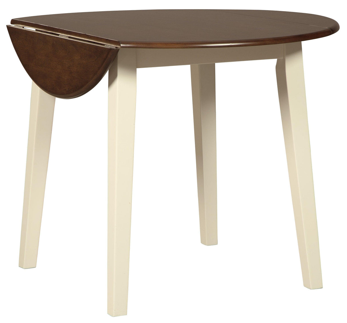 Woodanville White and Brown Round 5-Piece Drop Leaf Dining Room Set by Ashley at Eve Furniture