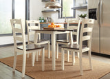 Woodanville White and Brown Round 5-Piece Drop Leaf Dining Room Set by Ashley at Eve Furniture