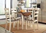 Woodanville White and Brown Round 5-Piece Drop Leaf Dining Room Set by Ashley at Eve Furniture