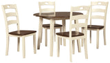 Woodanville White and Brown Round 5-Piece Drop Leaf Dining Room Set by Ashley at Eve Furniture