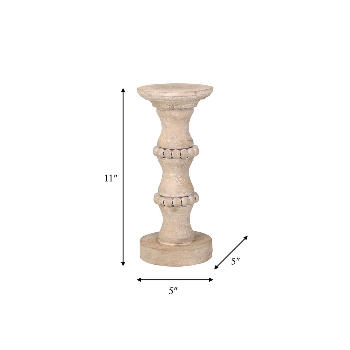 Wooden 11" Antique Style Candle Holder