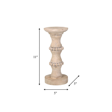 Wooden 11" Antique Style Candle Holder