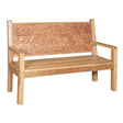 Wooden Bench with Hand Carved Back