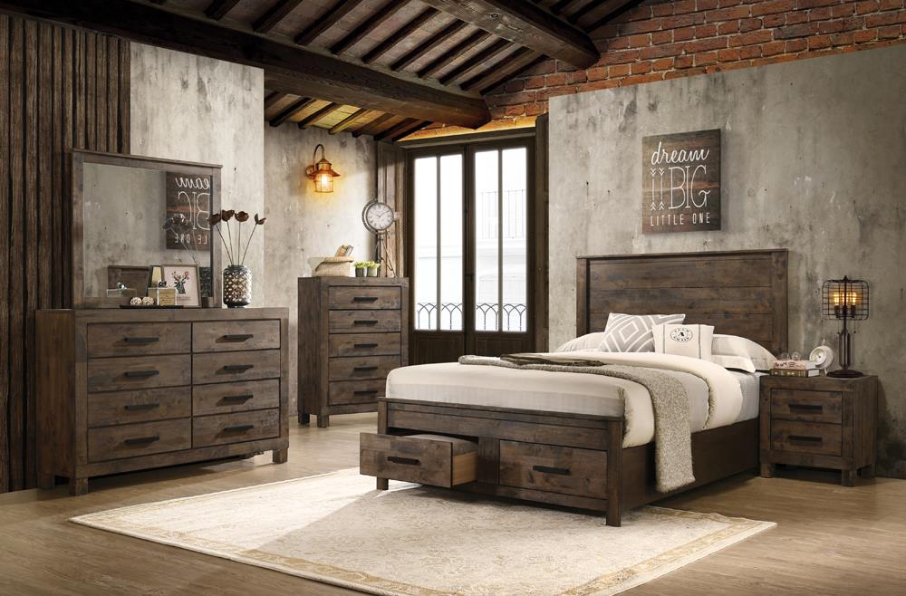 Woodmont Rustic Golden Brown 5-Piece Queen Platform Bedroom Set