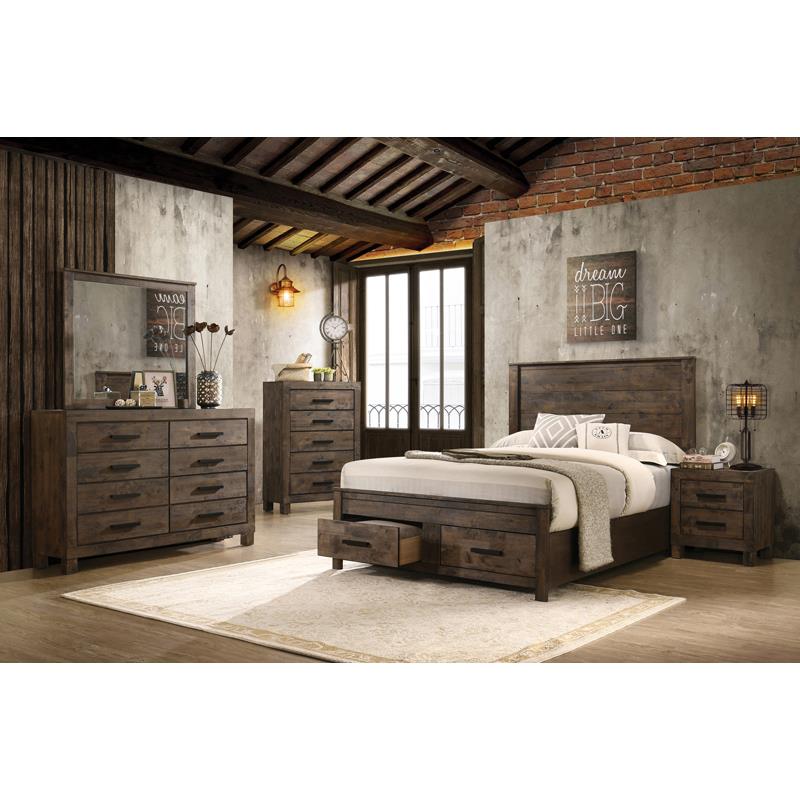 Woodmont Rustic Golden Brown 5-Piece California King Storage Bedroom Set