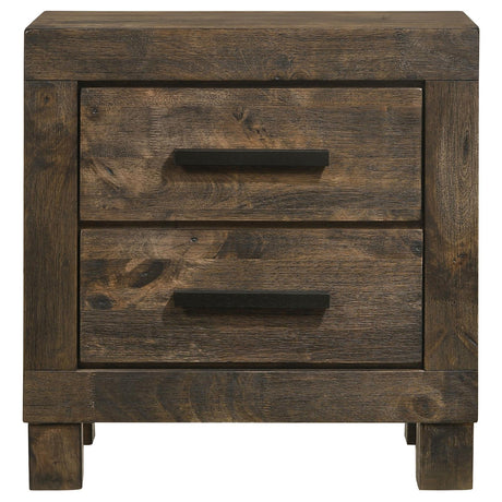 Woodmont Rustic Golden Brown 2-Drawer Nightstand by Coaster at Eve Furniture
