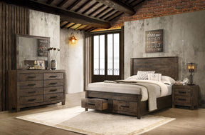 Woodmont Rustic Golden Brown 4-Piece Queen Platform Bedroom Set by Coaster at Eve Furniture