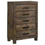 Woodmont Rustic Golden Brown 5-Drawer Chest by Coaster at Eve Furniture