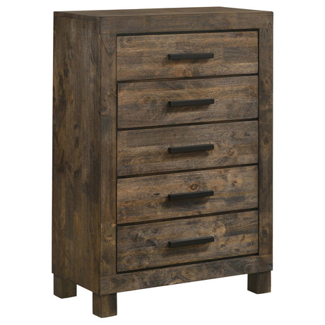 Woodmont Rustic Golden Brown 5-Drawer Chest by Coaster at Eve Furniture