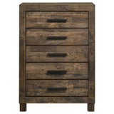 Woodmont Rustic Golden Brown 5-Drawer Chest by Coaster at Eve Furniture