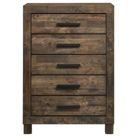 Woodmont Rustic Golden Brown 5-Drawer Chest by Coaster at Eve Furniture