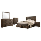 Woodmont Rustic Golden Brown 5-Piece Eastern King Platform Bedroom Set by Coaster at Eve Furniture