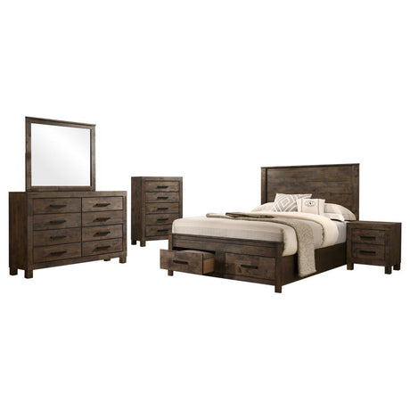 Woodmont Rustic Golden Brown 5-Piece Eastern King Platform Bedroom Set by Coaster at Eve Furniture
