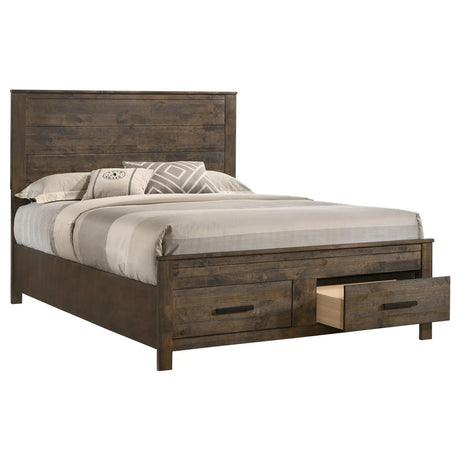 Woodmont Rustic Golden Brown Eastern King Storage Bed by Coaster at Eve Furniture