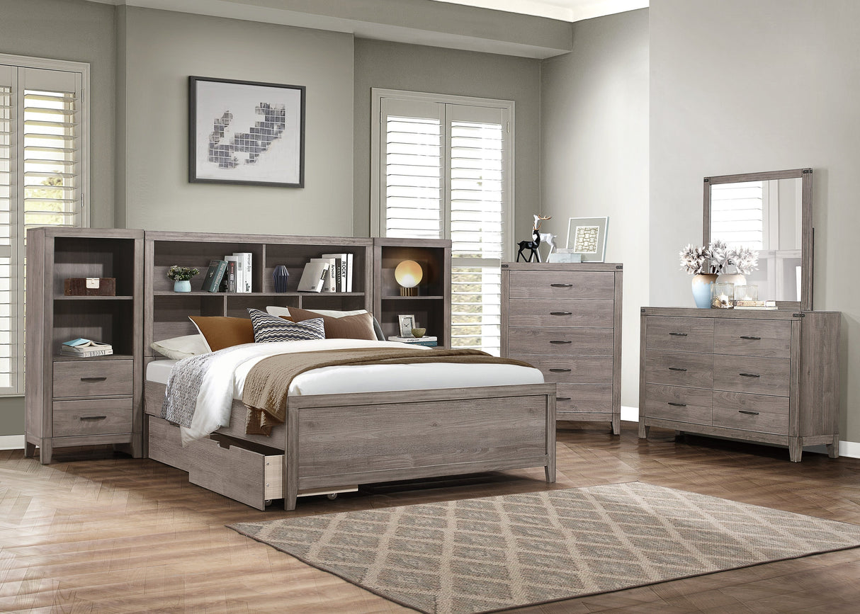 Woodrow Brownish Gray Youth Wall Bed with Toy Boxes by Homelegance at Eve Furniture