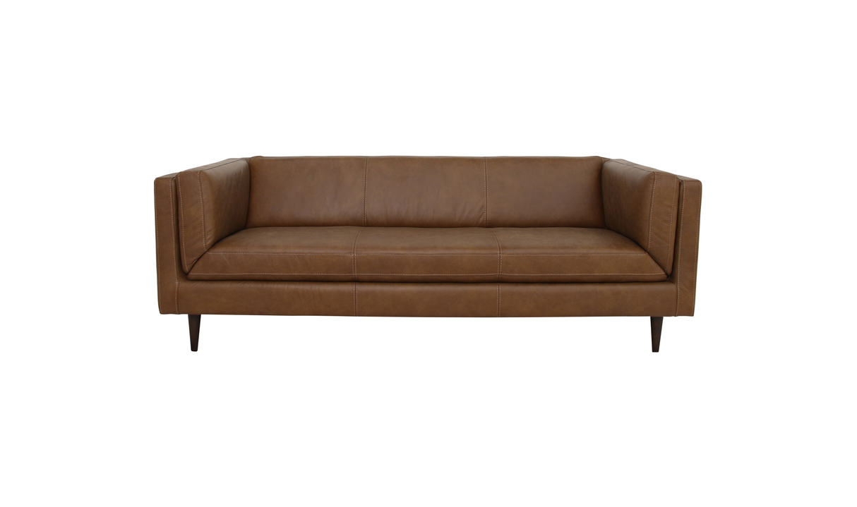 Woods Sofa Brown Leather by Moe's Home at Eve Furniture