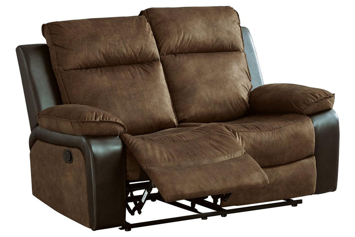 Woodsway Brown Manual Reclining Loveseat by Ashley at Eve Furniture