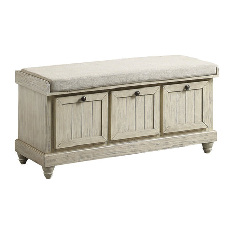 Woodwell Antique White Lift Top Storage Bench by Homelegance at Eve Furniture