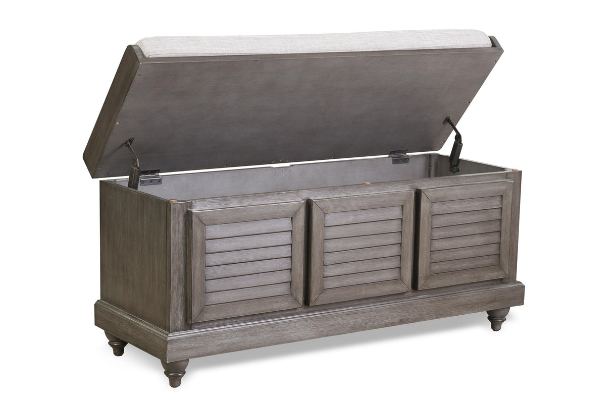 Woody Antique Gray Lift Top Storage Bench by Homelegance at Eve Furniture