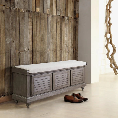 Woody Antique Gray Lift Top Storage Bench by Homelegance at Eve Furniture