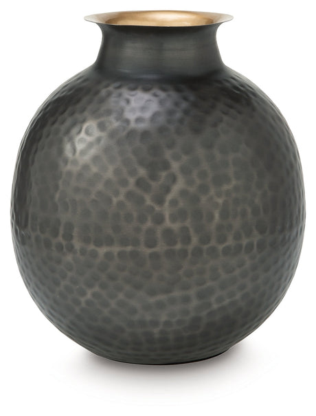 Woody Pewter/Gold Finish Vase by Ashley at Eve Furniture