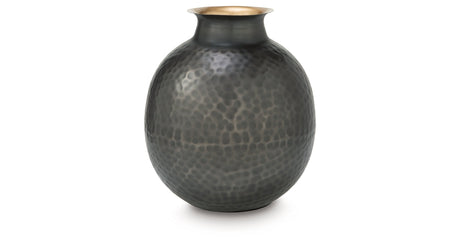 Woody Pewter/Gold Finish Vase by Ashley at Eve Furniture