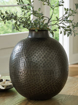 Woody Pewter/Gold Finish Vase by Ashley at Eve Furniture